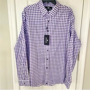 Buttercloth Purple White Gingham Long Sleeve Button Up Regular Fit NEW Men’s XL